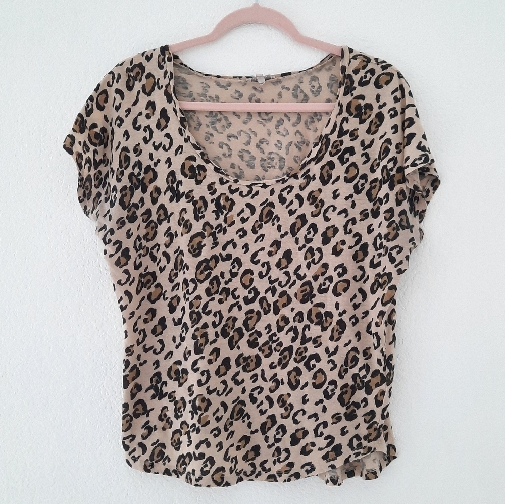Joie Linen Blend Animal Print Oversized Top S